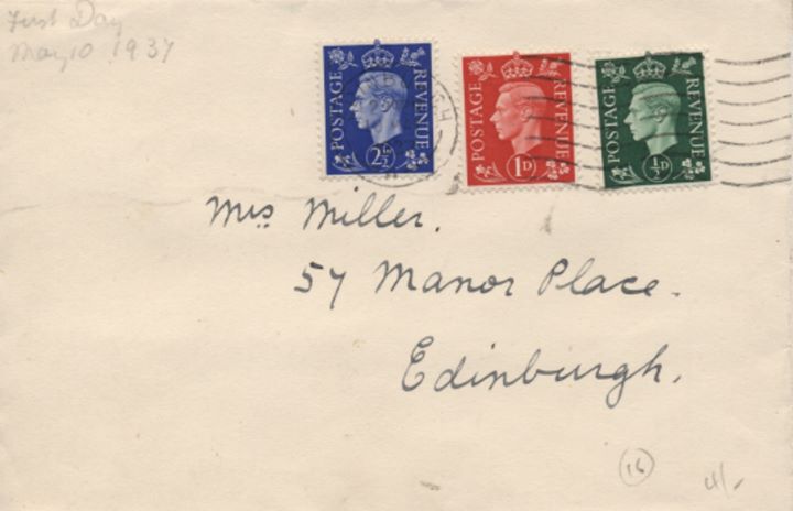 KGVI: 1/2d, 1d, 2 1/2d, Plain covers