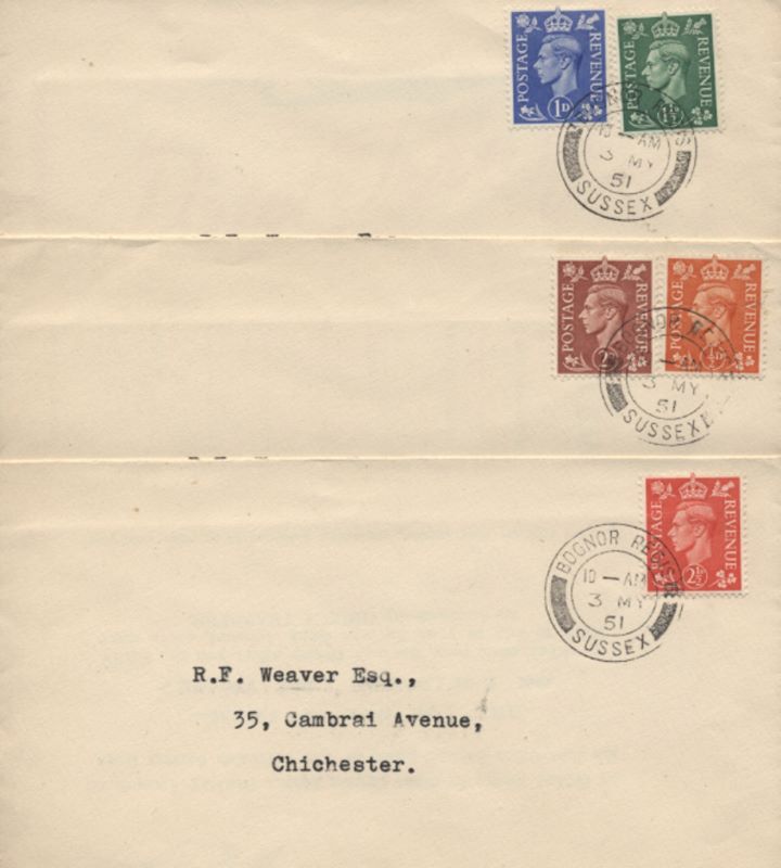 KGVI: Definitives Colour Change, Set of 3 Covers