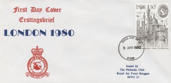 London 1980: 50p Stamp, RAF Bruggen Crest