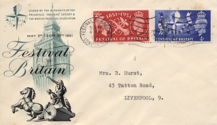 Festival of Britain, Bodicea & Big Ben | First Day Cover / BFDC