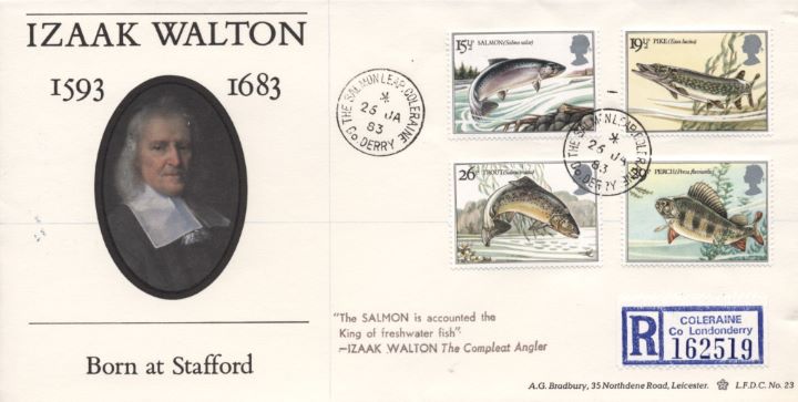 Freshwater Fish, Izaak Walton CDS postmarks