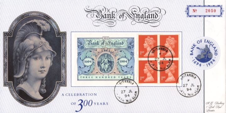 Bank of England Official Anniversary Cover, 300 Years