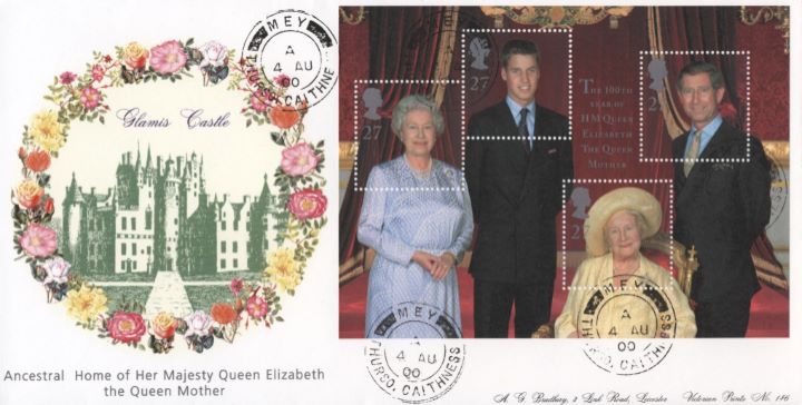 Queen Mother: Miniature Sheet, Glamis Castle (roses)