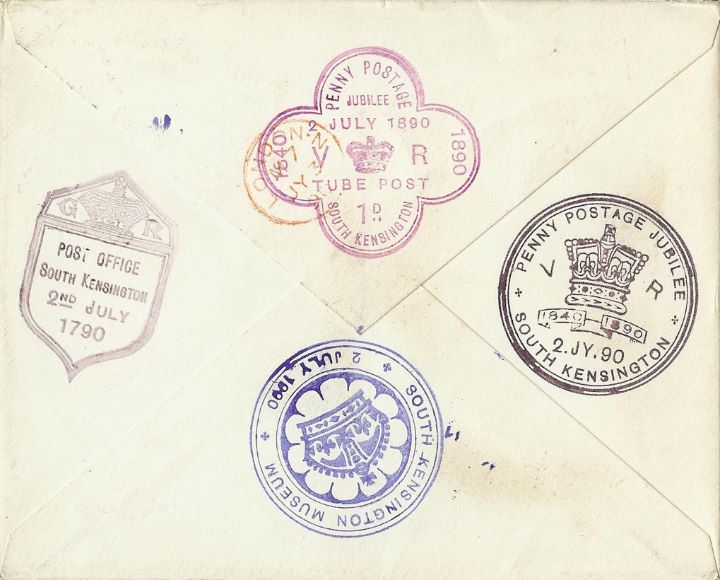 Penny Postage Jubilee, Official Envelope Reverse