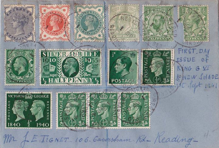 KGVI: 1/2d Pale Green, Half Penny Green Stamps