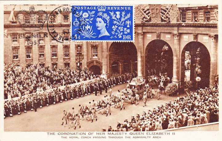 Elizabeth II Coronation, Royal Coach passing through Admiralty Arch