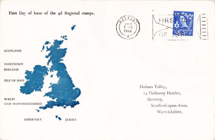 Northern Ireland 4d Blue, Outline of British Isles