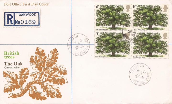 British Trees - The Oak, Oakwood postmark