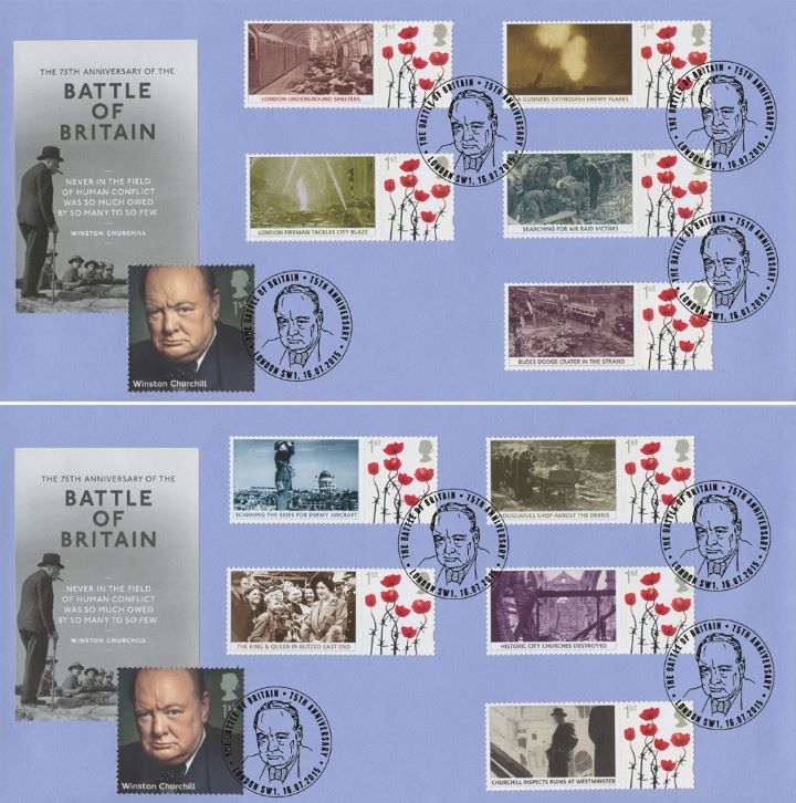 Battle of Britain: Miniature Sheet, Winston Churchill - Pair of Covers