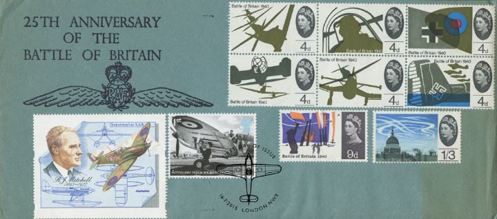 Battle of Britain: Miniature Sheet, 
25th Anniversary Cover - Double Dated No.9