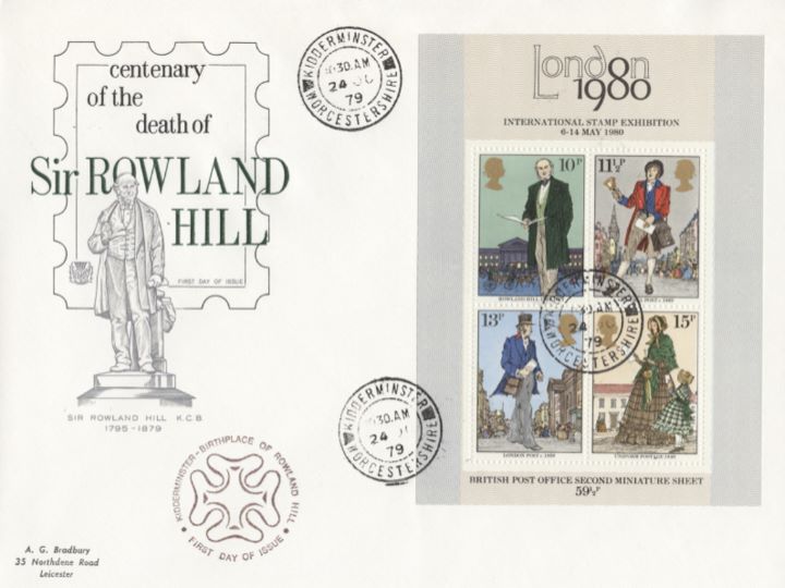 Rowland Hill: Miniature Sheet, Rowland Hill Statue