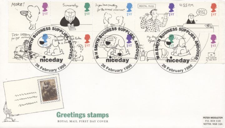 Cartoons (Greetings), Art on Stamps