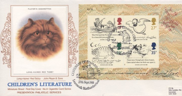 Edward Lear: Miniature Sheet, Long Haired Red Tabby