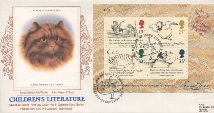 Edward Lear: Miniature Sheet, Long Haired Red Tabby