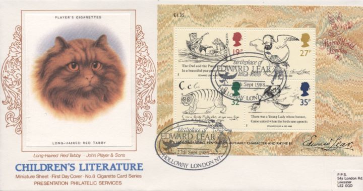 Edward Lear: Miniature Sheet, Long Haired Red Tabby