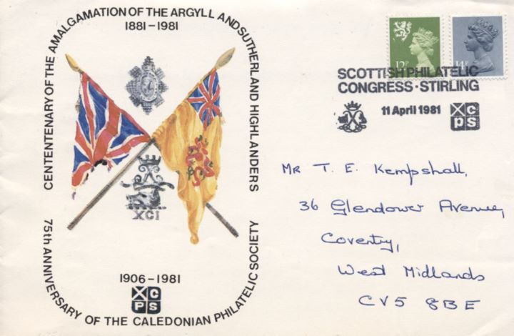 Amalgamation of thr Argyll & Sutherland Highlanders, Caledonian Philatelic Society