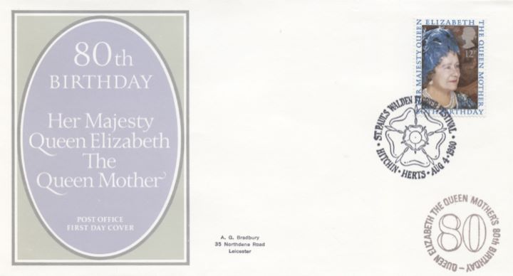 Queen Mother 80th Birthday, Post Office cover