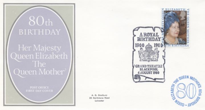 Queen Mother 80th Birthday, Post Office cover