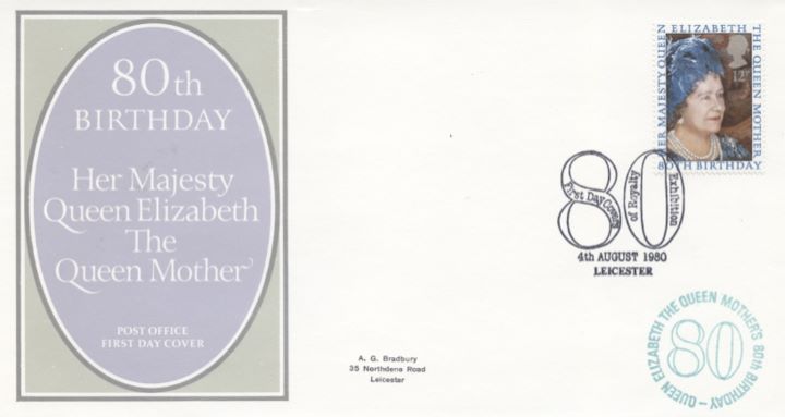 Queen Mother 80th Birthday, Post Office cover