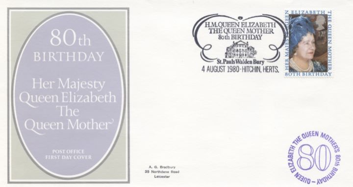 Queen Mother 80th Birthday, Post Office cover