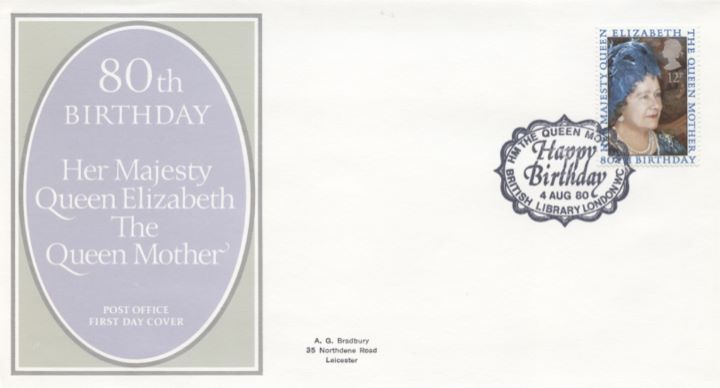 Queen Mother 80th Birthday, Post Office cover