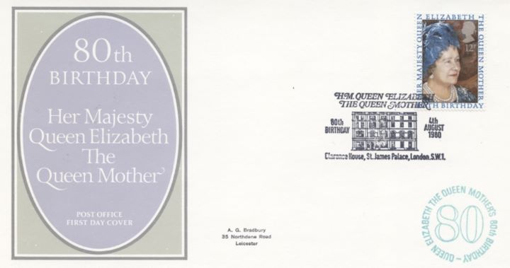 Queen Mother 80th Birthday, Post Office cover