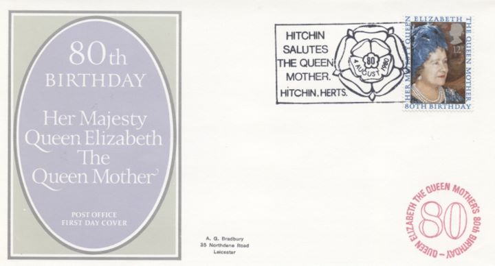 Queen Mother 80th Birthday, Post Office cover