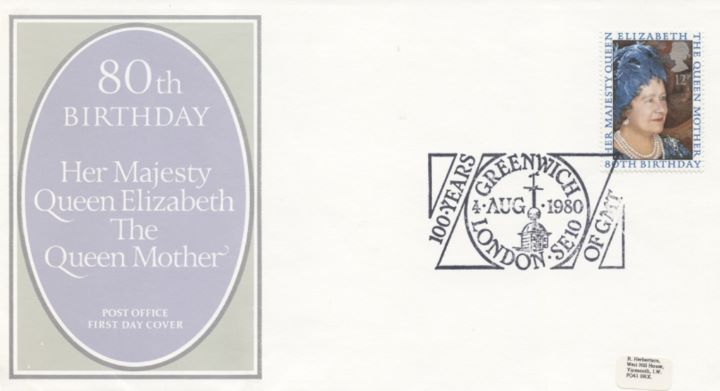 Queen Mother 80th Birthday, Post Office cover