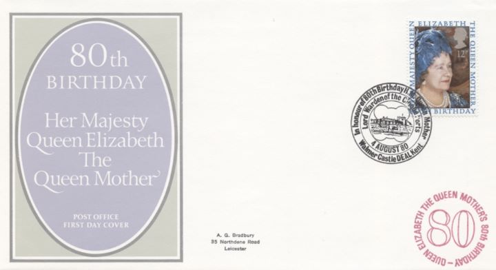 Queen Mother 80th Birthday, Post Office cover