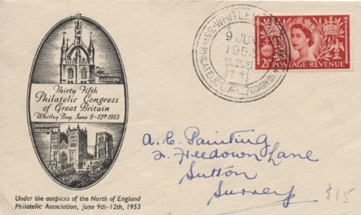 35th Philatelic Congress of GB, The Lantern Tower & Durham Cathedral