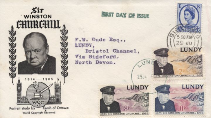 Sir Winston Churchill, Lundy Stamps