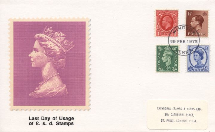 Last Day of £. s. d. Stamps, HM The Queen