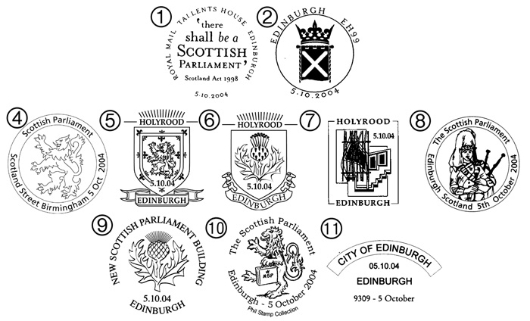 Scottish Parliament: Miniature Sheet Postmarks