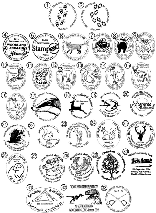 Woodland Animals Postmarks