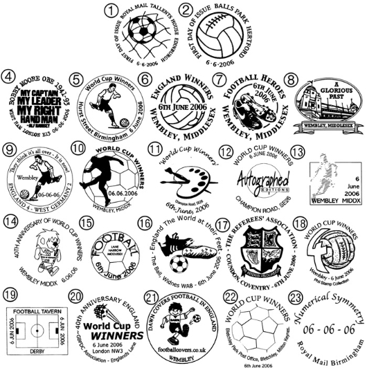 World Cup Winners Postmarks