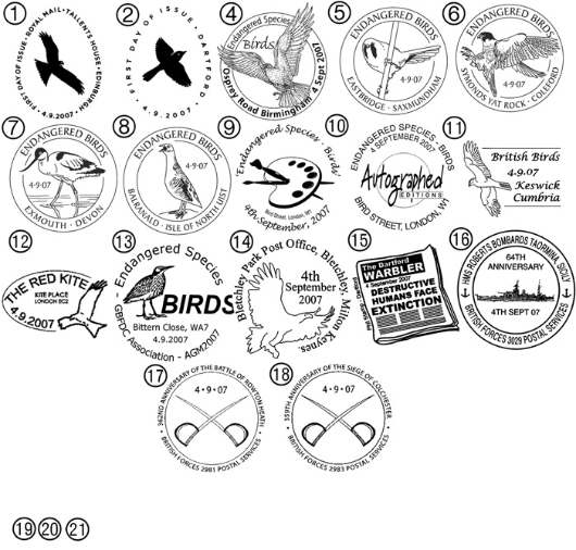 Birds (Endangered Species) Postmarks