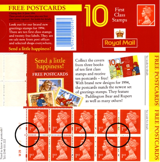 Stamp Book: 10 x 1st Free Postcards