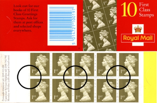 : Gold Definitives: 10 x 1st Stamp Book