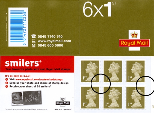 Stamp Book: 6 x 1st Smilers Advert No.1