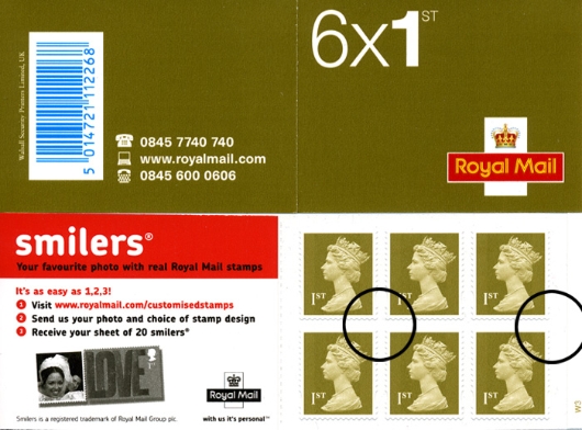 Stamp Book: 6 x 1st Smilers Advert No.2