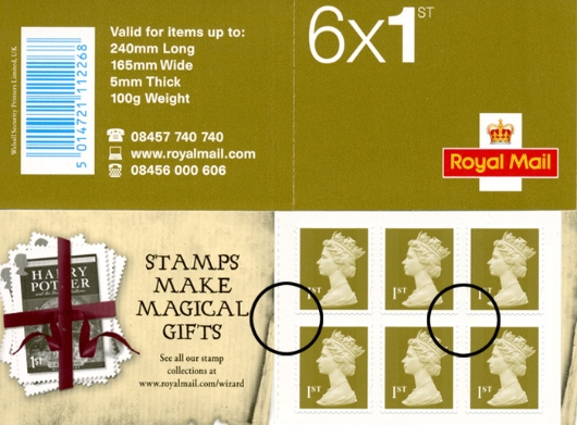 Stamp Book: 6 x 1st Advert (Harry Potter)