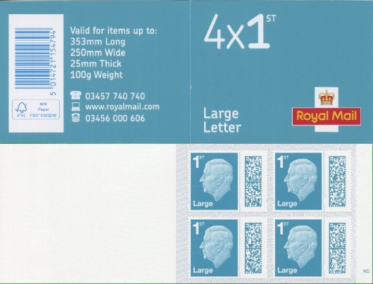 Stamp Book: Barcoded 4 x 1st Large