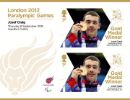 View enlarged 'Swimming - Men's 400m Freestyle, S7: Paralympic Gold Medal 28: Miniature Sheet' Image.