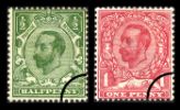 KGV: 1/2d Green & 1d Red