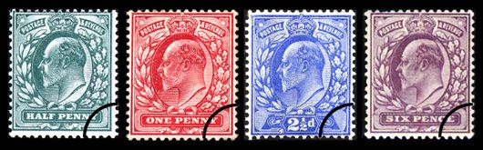 Edward VII: 1/2d, 1d, 2  1/2d, 6d