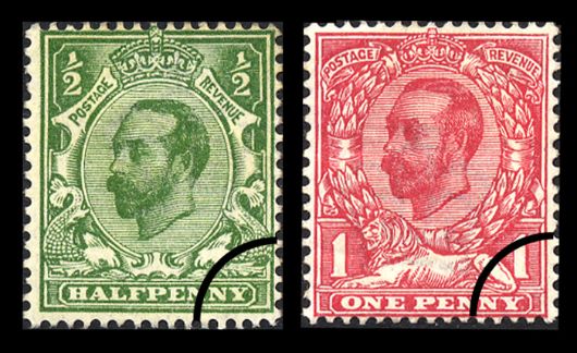 George V: 1/2d Green & 1d Red