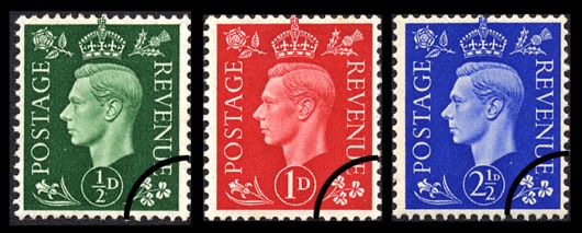 George VI: 1/2d, 1d, 2 1/2d