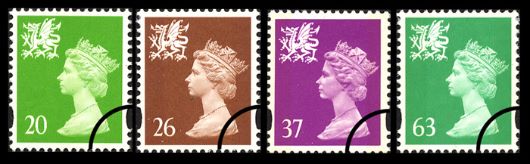 Wales 20, 26, 37, 63 Set (dropped 'p') Stamp(s)